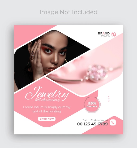 Vector jewelry social media instagram post or web banner template