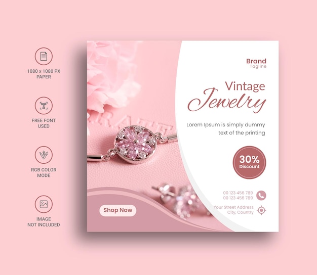 Jewelry social media post or banner design