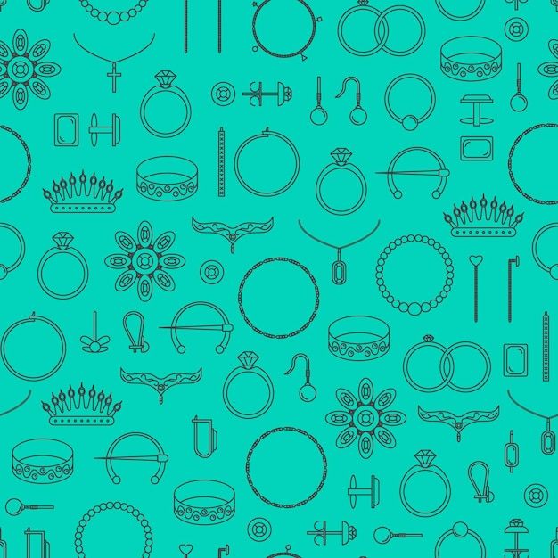 Jewelry thin line seamless pattern background vector