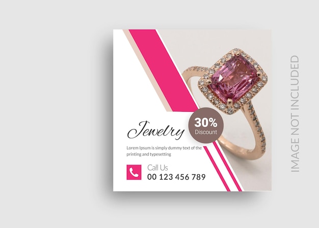 Jewelry web banner or instragram social media banner premium vector design Template