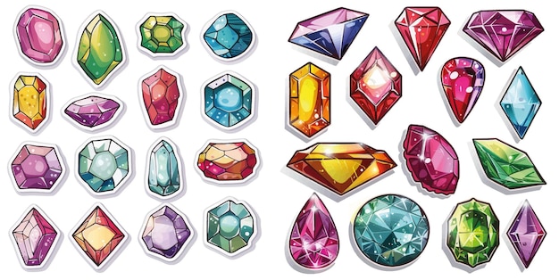 Vector jewels or precious diamonds gem stickers set