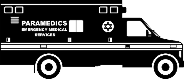 Vector jewish ambulance emergency car with shield of david symbol on the side icon in flat style vector