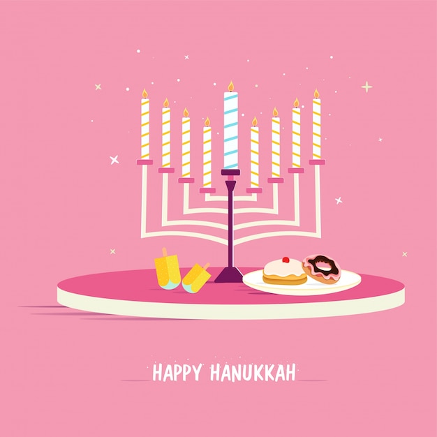 Jewish holiday hanukkah with menorah