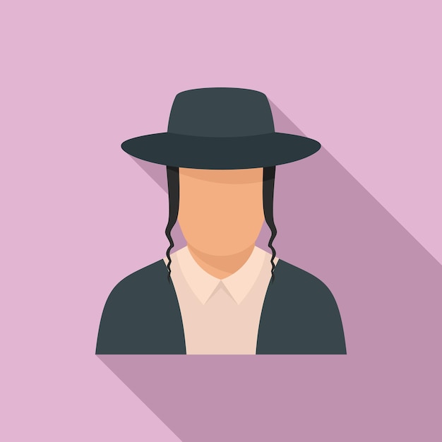 Vector jewish man face icon flat illustration of jewish man face vector icon for web design