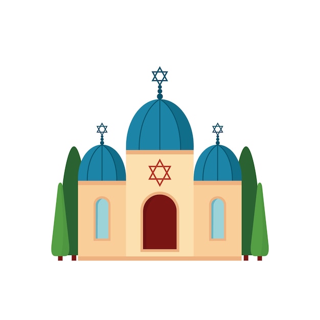 Jewish Synagogue religion building vector illustration Israel spiritual place for pray flat design