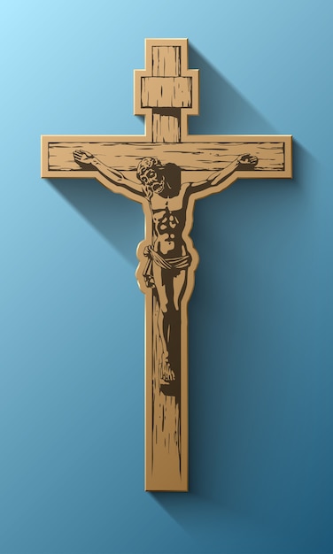 Jezus christus, kruisbeeld, zegen, kruis, christendom, vector