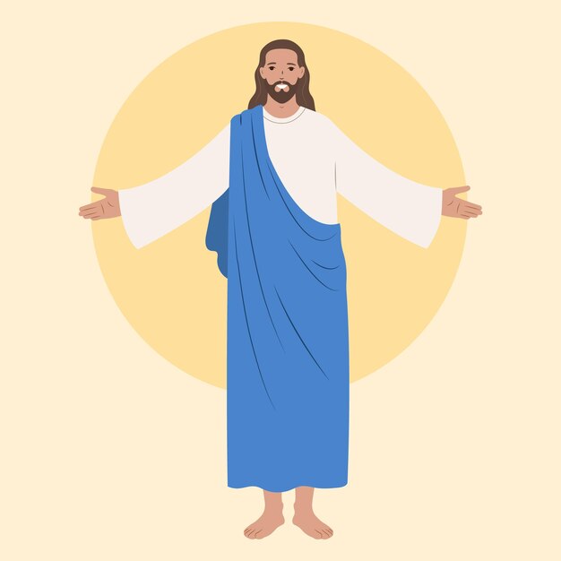 Jezus Christus leven platte set geïsoleerd op witte achtergrond vector illustratie