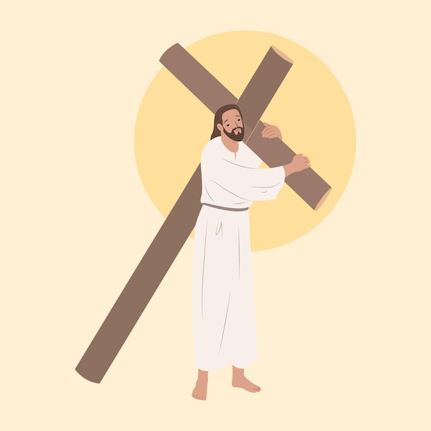 Jezus Christus leven platte set geïsoleerd op witte achtergrond vector illustratie