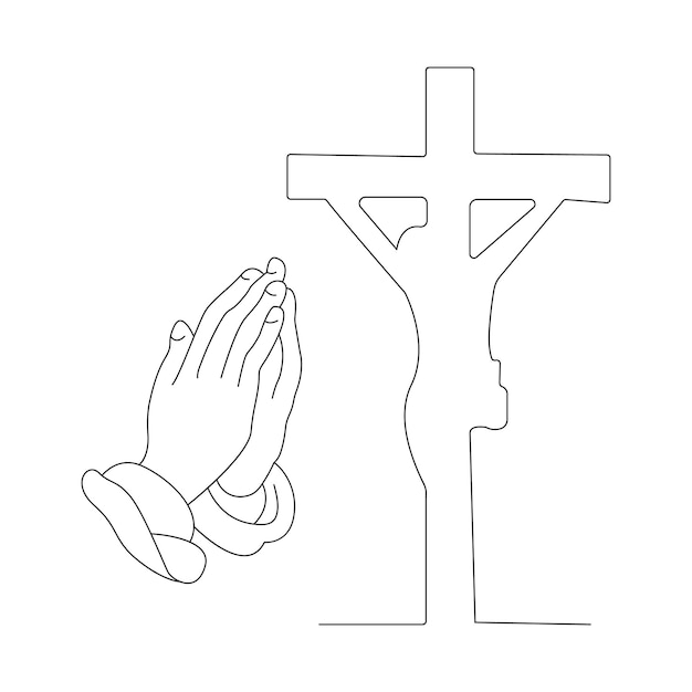 Jezus Christus schets Goede Vrijdag continue enkele lijn contour vector