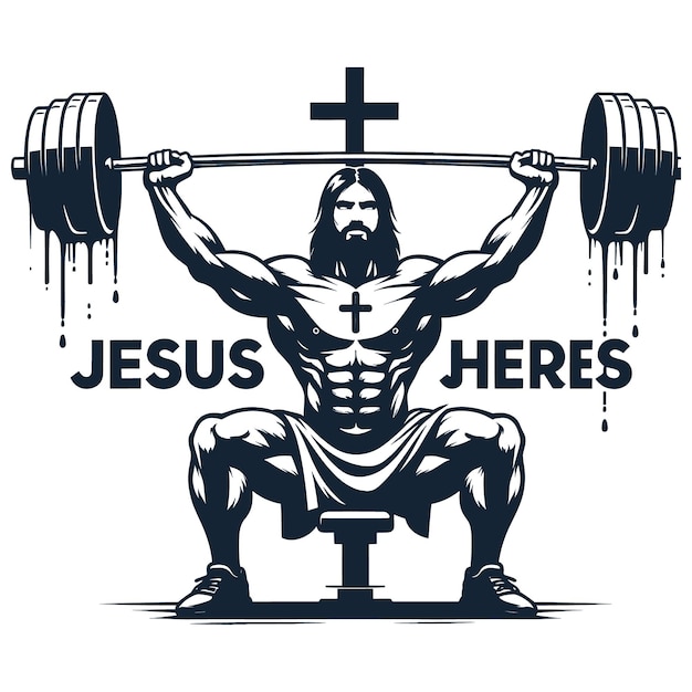 Jezus Gym vector Grappige christelijke gewichtheffen Fitness vector