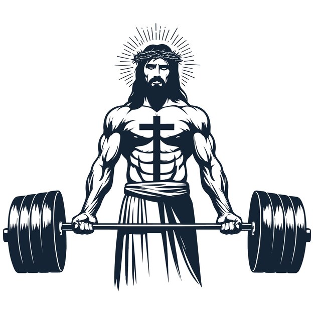 Jezus Gym vector Grappige christelijke gewichtheffen Fitness vector