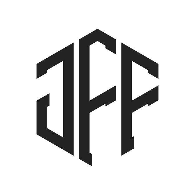 JFF ロゴ デザイン イニシャルレター JFF モノグラム 六角形の形を用いたロゴ