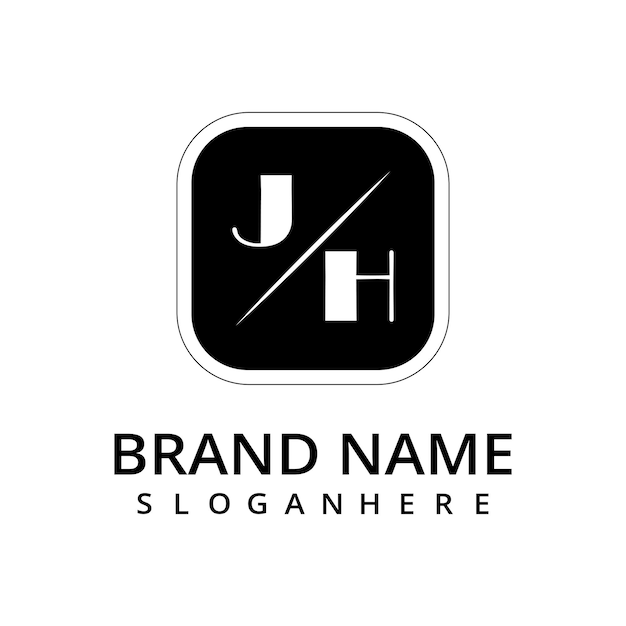 JH initial monogram logo with rectangal style dsign