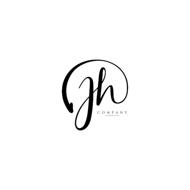 JH initial signature logo Handwriting logo template vector