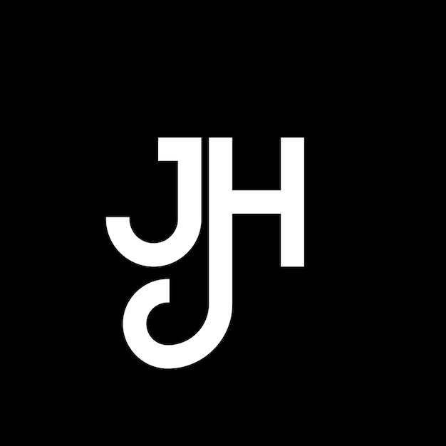 검은색 바탕에 JH 글자 로고 디자인 JH 크리에이티브 이니셜 글자 로그 개념 JH 문자 디자인 JH 색 글자 디자인 흑색 바탕 JH JH 로고