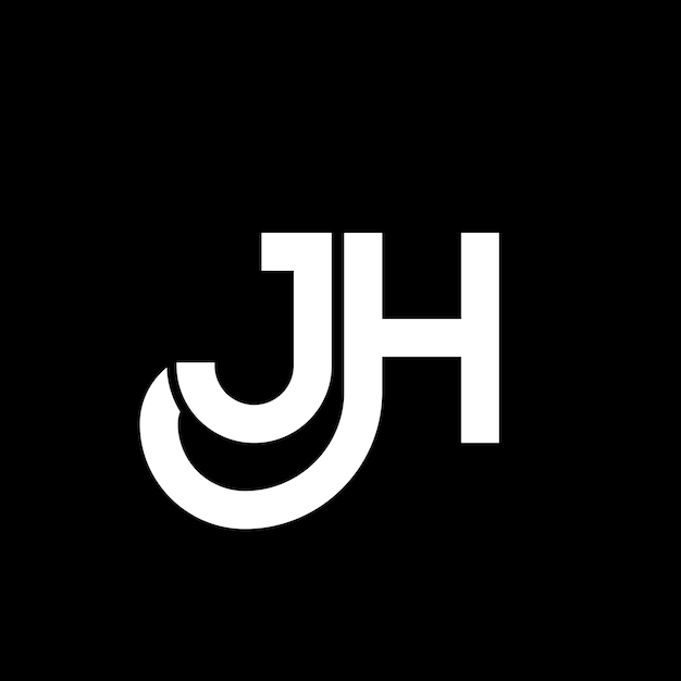 검은색 바탕에 JH 글자 로고 디자인 JH 크리에이티브 이니셜 글자 로그 개념 JH 문자 디자인 JH 색 글자 디자인 흑색 바탕 JH JH 로고