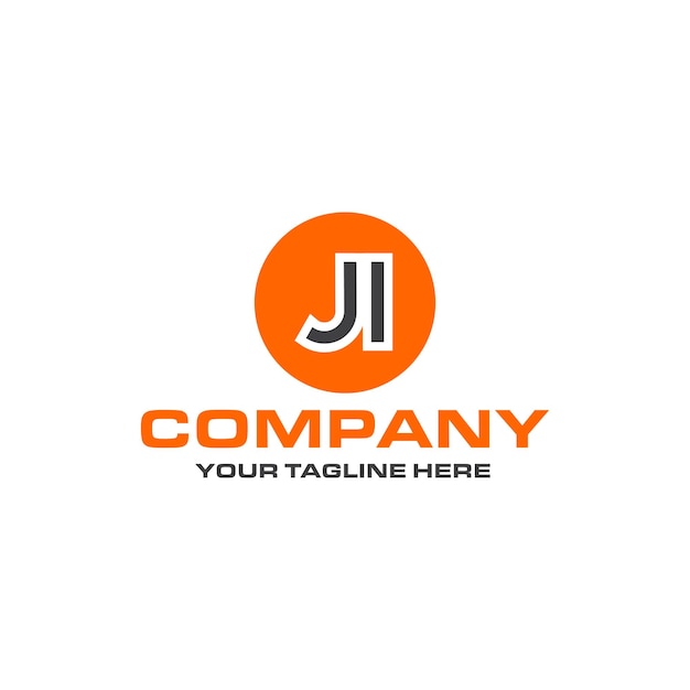 JI letter rounded shape logo design