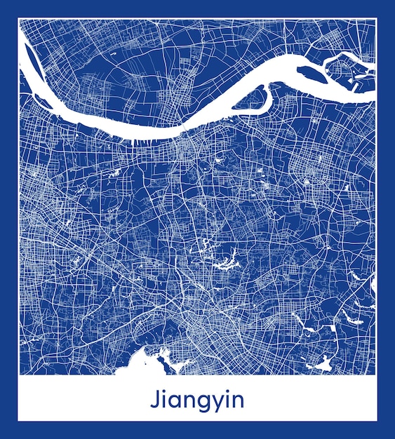 Jiangyin China Asia City map blue print vector illustration