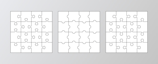 jigsaw business chain infographic with 16 pieces puzzle grids 6collection puzzle infographics