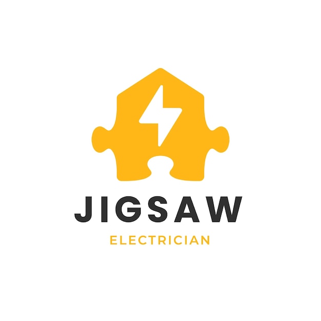 Jigsaw Electrician logo design template