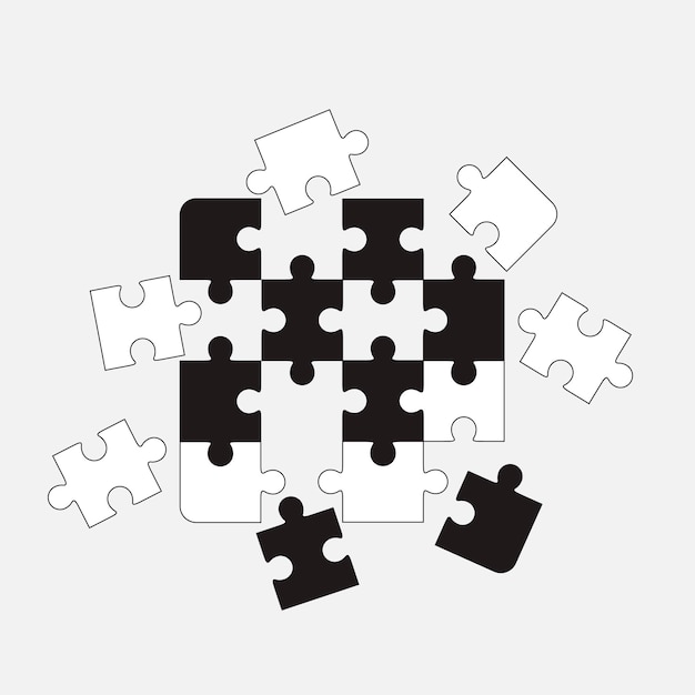 Jigsaw puzzle blank simple broken vector square of sixteen separate pieces