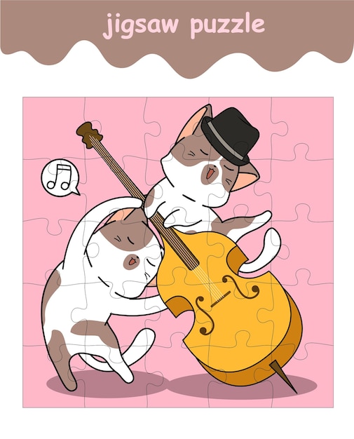 Gioco di puzzle di adorabili gatti e il violoncello