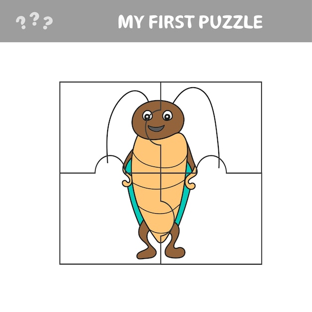 Jigsaw puzzle game for preschool children with funny beetle  my first puzzle