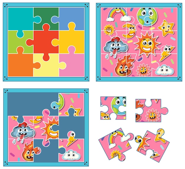 Vector jigsaw puzzle game template