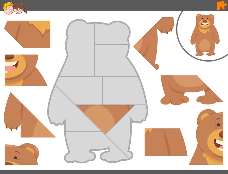 Vector クマとジグソーパズルのゲーム