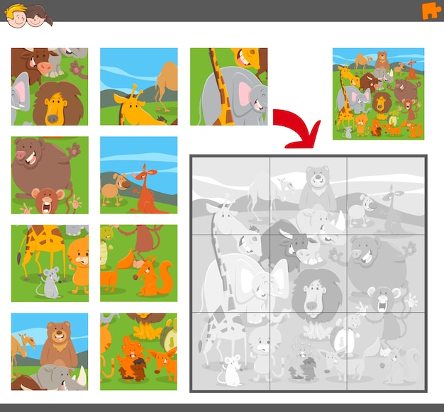 Jigsaw puzzle game with cartoon animals