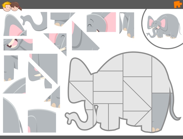 Gioco di puzzle con elefante