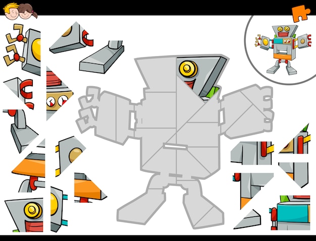 Jigsaw puzzle game with robot