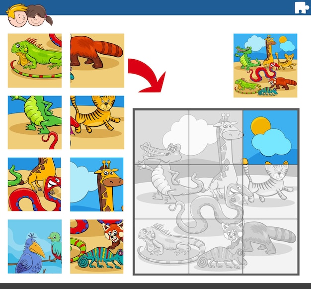 Jigsaw puzzle game with wild animal characters