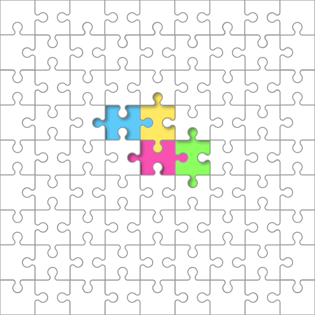 Jigsaw puzzle grid template vector