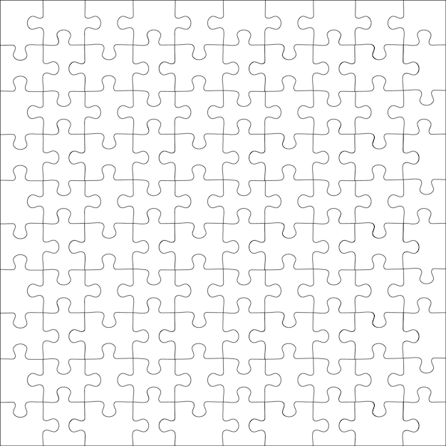 Jigsaw puzzle raster sjabloon. puzzels lege sjabloon of snijrichtlijnen. klassieke mozaïek spelelement vectorillustratie