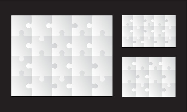 Jigsaw puzzle templates set of 20 15 12 puzzle pieces