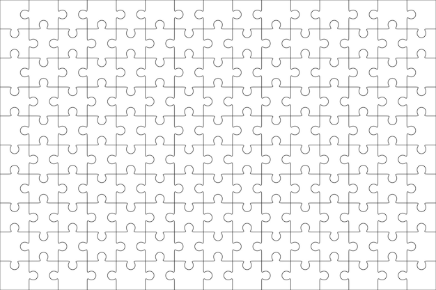 Vector jigsaw puzzle vector, blank simple template, 150 pieces