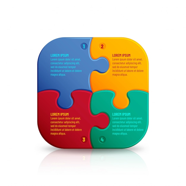 Jigsaw puzzle with many colorful pieces. infographic mosaic template