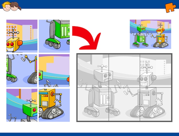 Vettore puzzle con robot