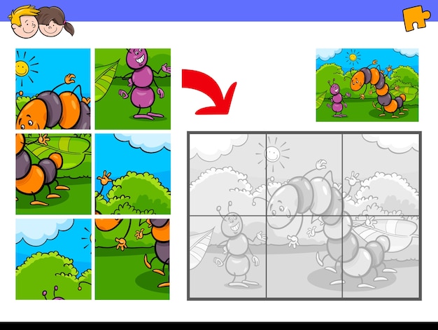 Jigsaw puzzles with funny bug characters