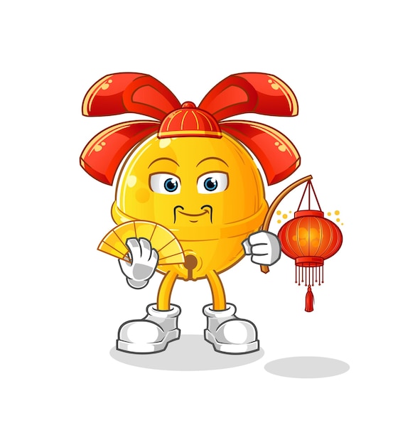 Jingle bell chinese with lanterns illustration. character vector