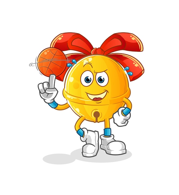 Jingle bell spelen basketbal mascotte. cartoon vector