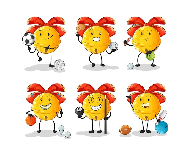 Jingle bell sport set character. cartoon mascot vector