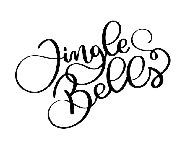 Jingle Bells black handwriting calligraphic inscription on a white background Christmas text