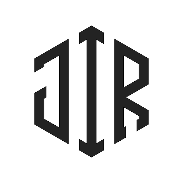 JIR 로고 디자인 초기 글자 JIR 모노그램 로고는 육각형 모양을 사용합니다.