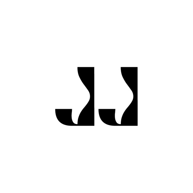 JJ モノグラム ロゴ デザイン文字 テキスト名 シンボル モノクロロゴタイプ アルファベット文字 シンプルロゴ