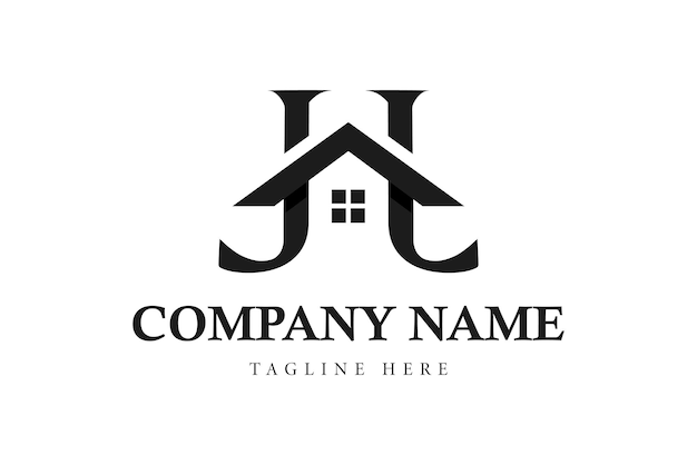 JJ不動産の家または家の手紙のロゴのデザインテンプレート