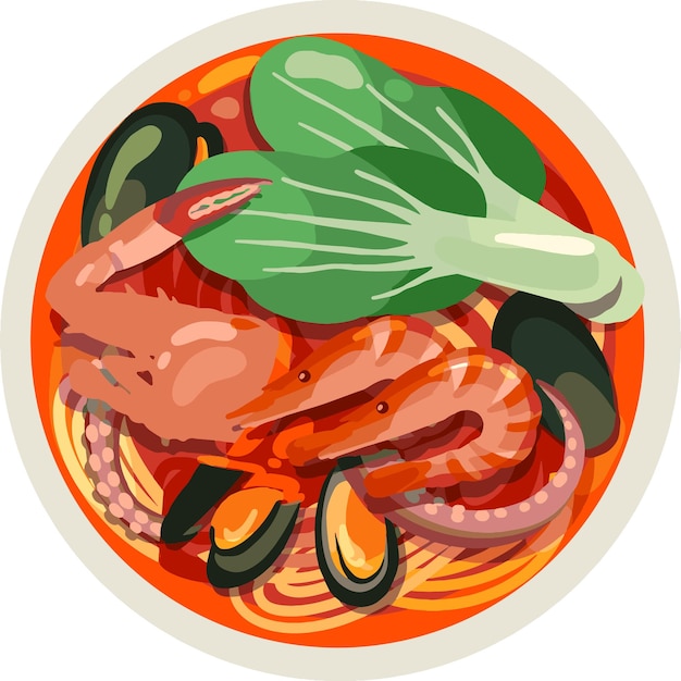 jjamppong Korean Seafood Noodle Soup illustration