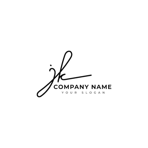 Jk Initiële handtekening logo vector ontwerp