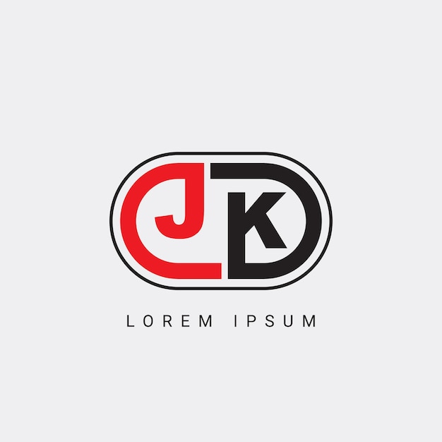 JK または KJ 文字 イニシャル ロゴ デザイン ベクトル テンプレート